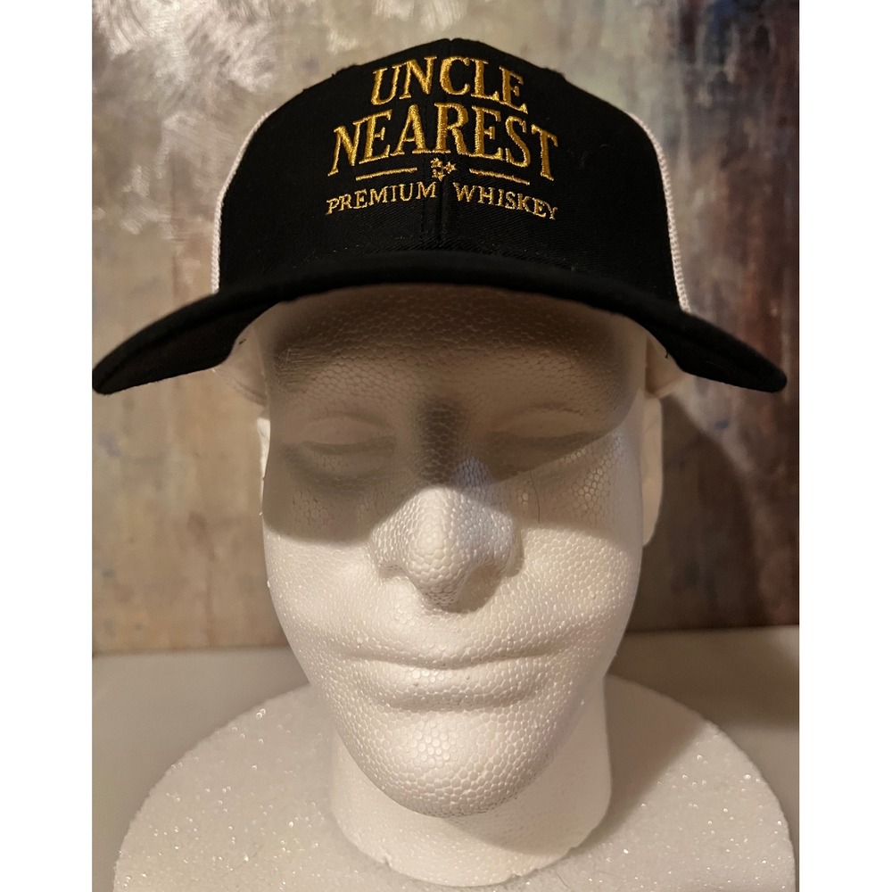 Uncle Nearest Premium Whiskey Trucker Hat Mens OSFA Black White Excellent Mesh